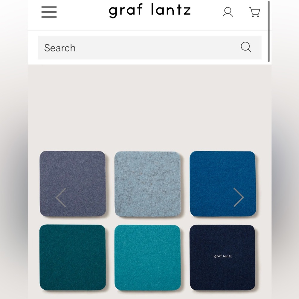 NWOT Graf Lantz Bierfilzl Merino Wool Square Coaster Multi 6 Pack in Ocean blue